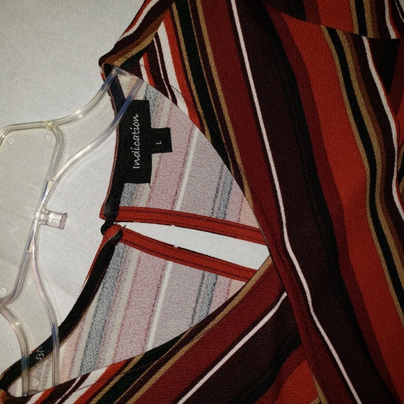 Burgundy/Brown/Cream colored Asymmetrical Dress - Picture 5 of 7